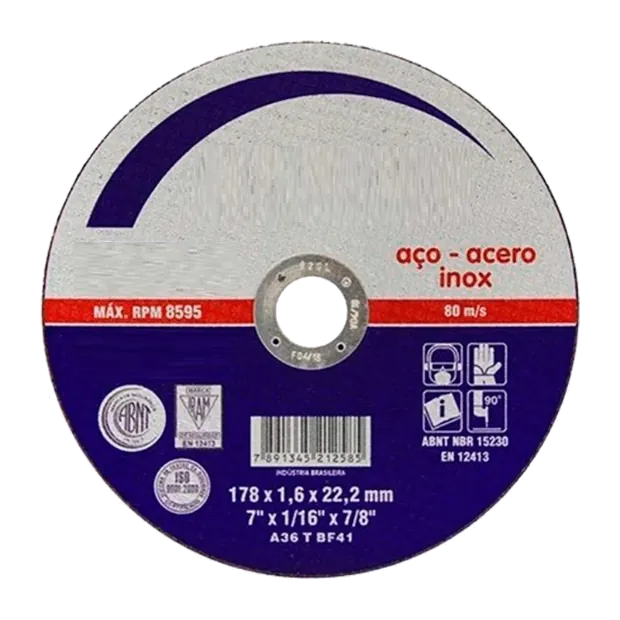 Disco de corte para aço e inox